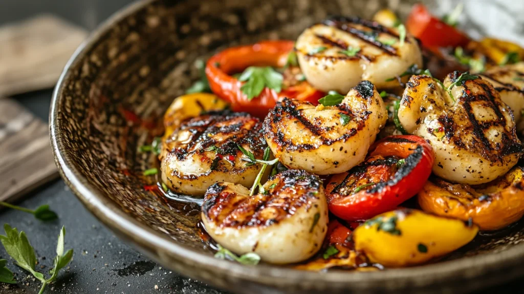 A dish of grilled and caramelized 