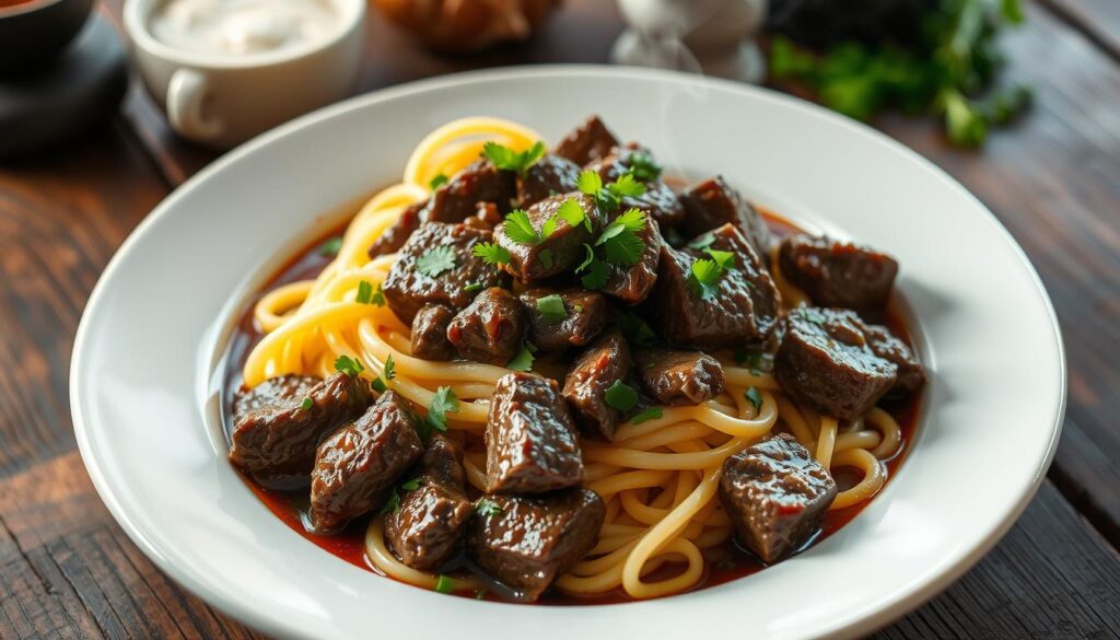 Beef Tips and Noodles