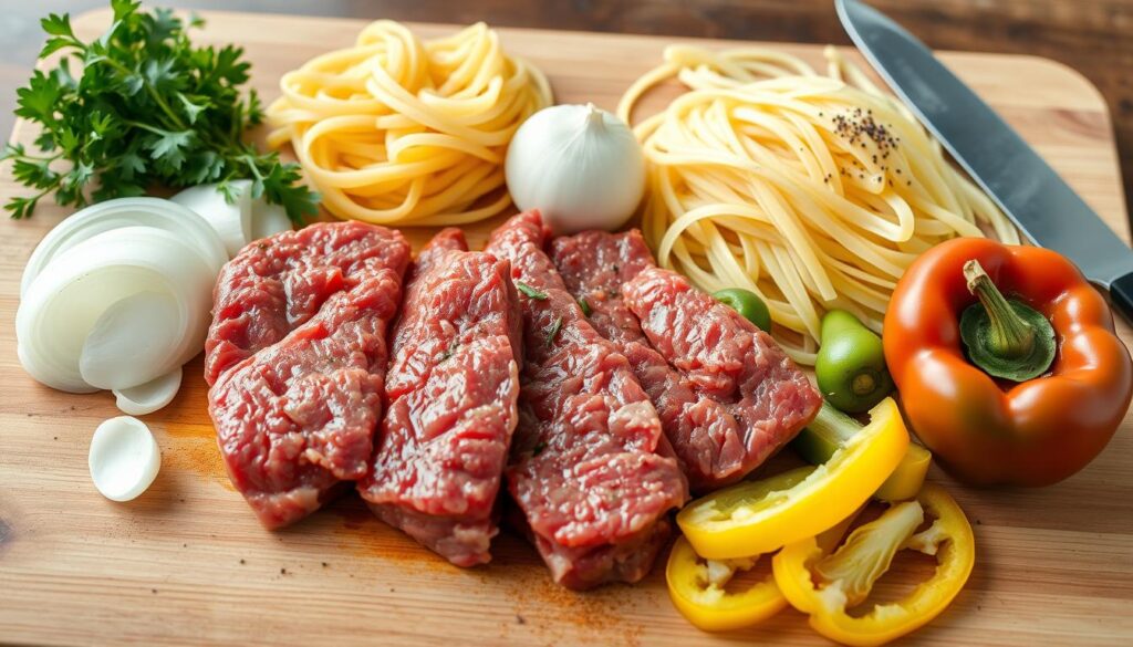 Beef tips and noodles ingredients