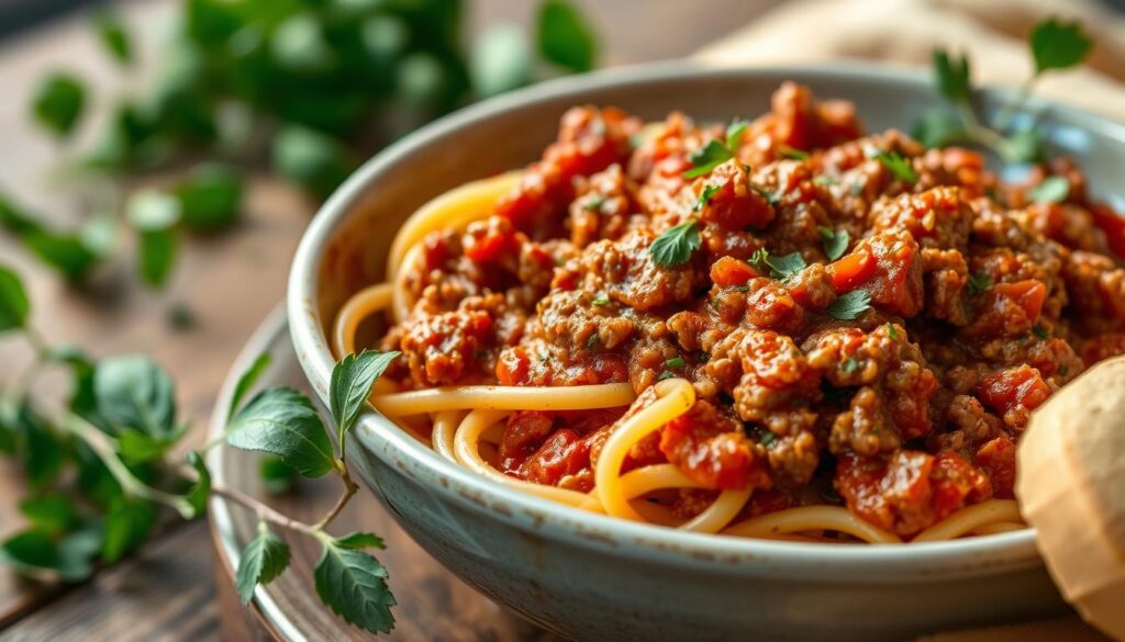 pasta with beef and tomato sauce