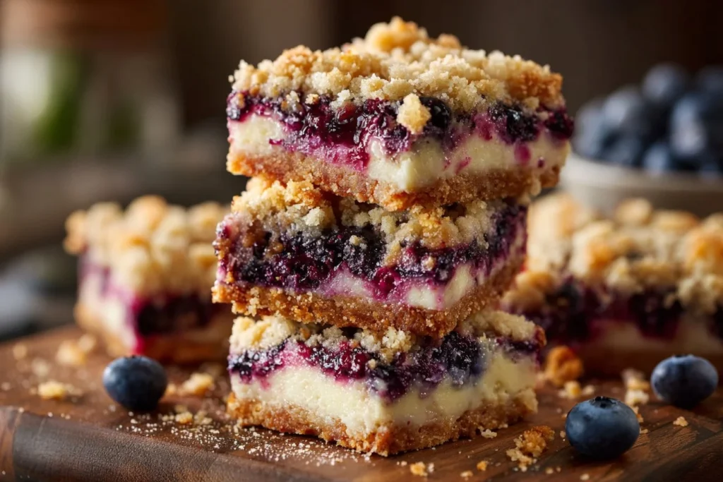 Deliciously baked Blueberry Cream Cheese Bars topped with fresh blueberries