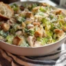 Delicious Chicken Caesar Pasta Salad with grilled chicken and dressing