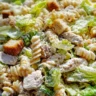 Creamy Chicken Caesar Pasta Salad with grilled chicken, romaine, and Caesar dressing