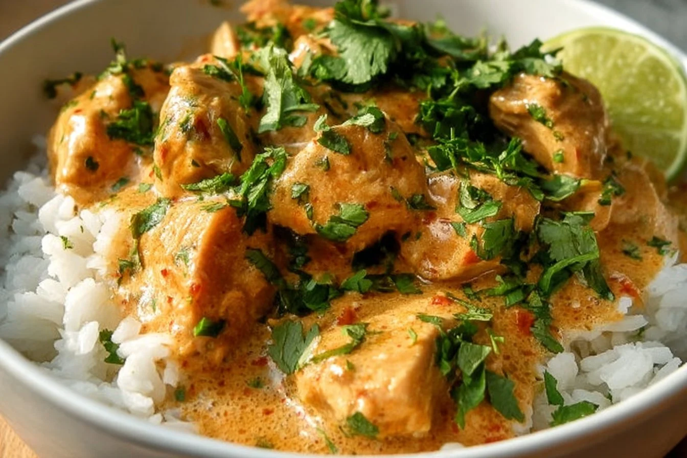 Crockpot Coconut Lime Chicken with vibrant lime and coconut garnishes
