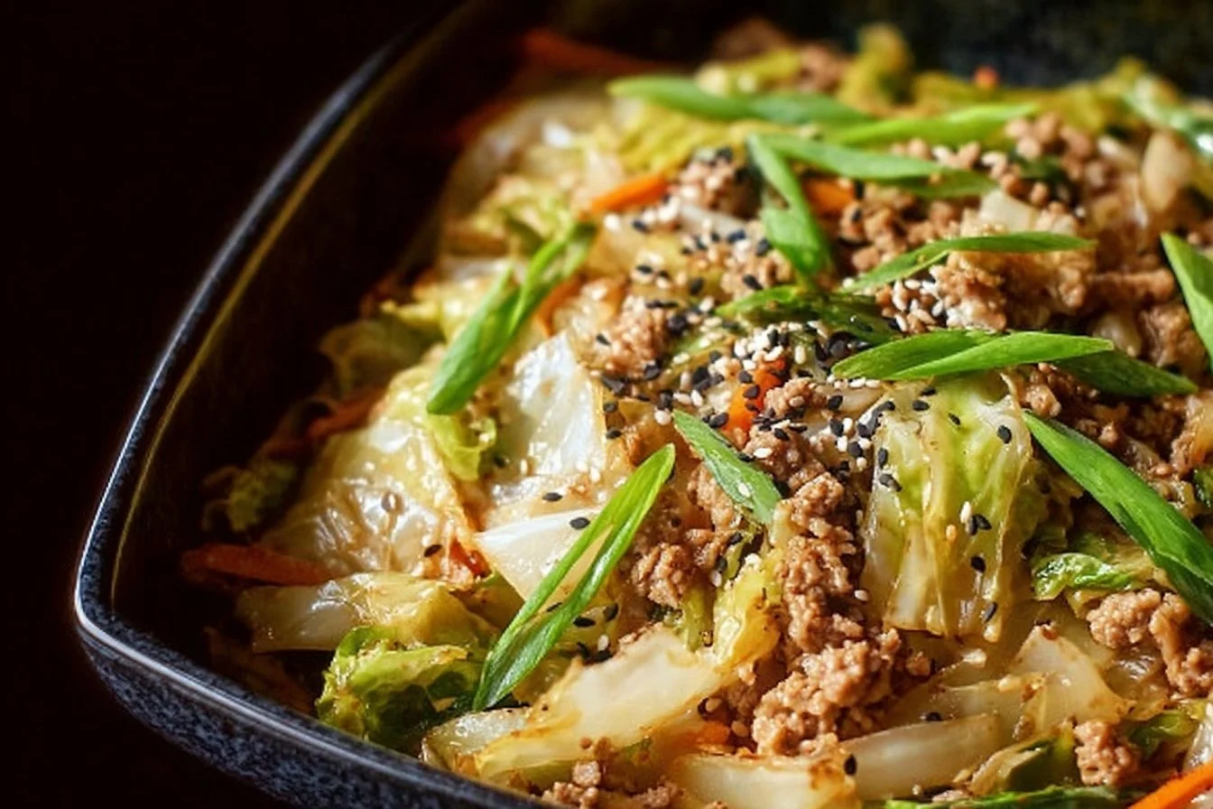Delicious egg roll in a bowl with fresh vegetables and sauce