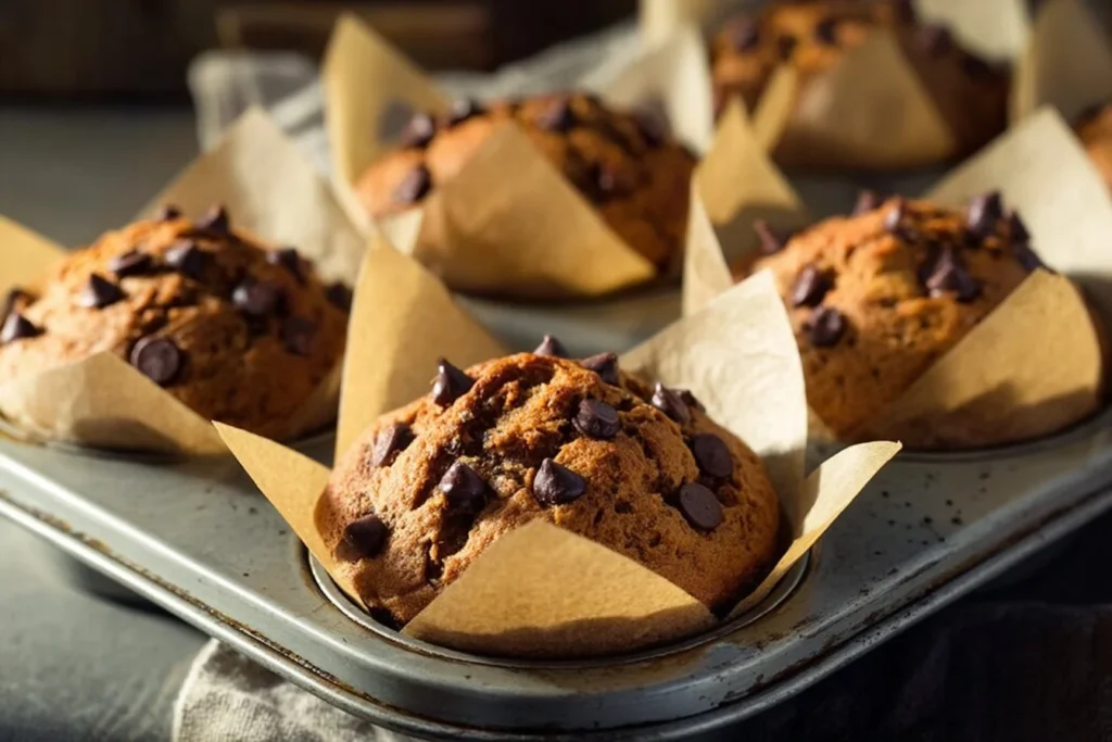 Gluten free pumpkin muffins high in protein, fresh out of the oven