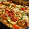 Mediterranean Chicken Zucchini Bake with vibrant vegetables and herbs