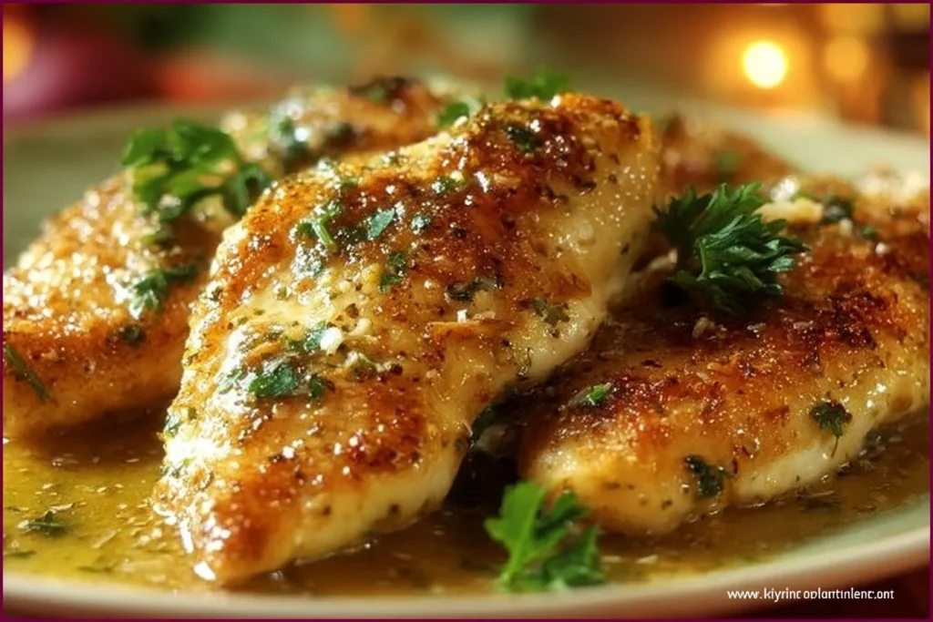 Juicy melt in your mouth chicken served with herbs and spices.