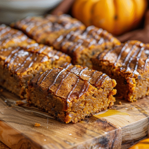 Delicious Brown Butter Pumpkin Blondies with warm spices and golden crust
