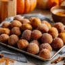 Delicious cinnamon sugar pumpkin donut holes served in a bowl