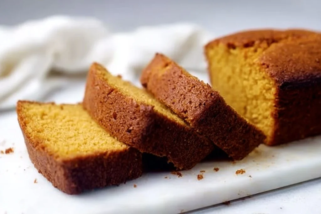 Freshly baked pumpkin bread, rich and buttery, perfect for fall treats