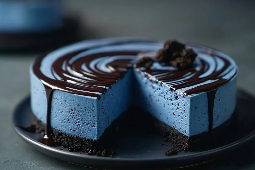 Ravenclaw Midnight Blueberry Cheesecake with blueberries and a rich creamy layer