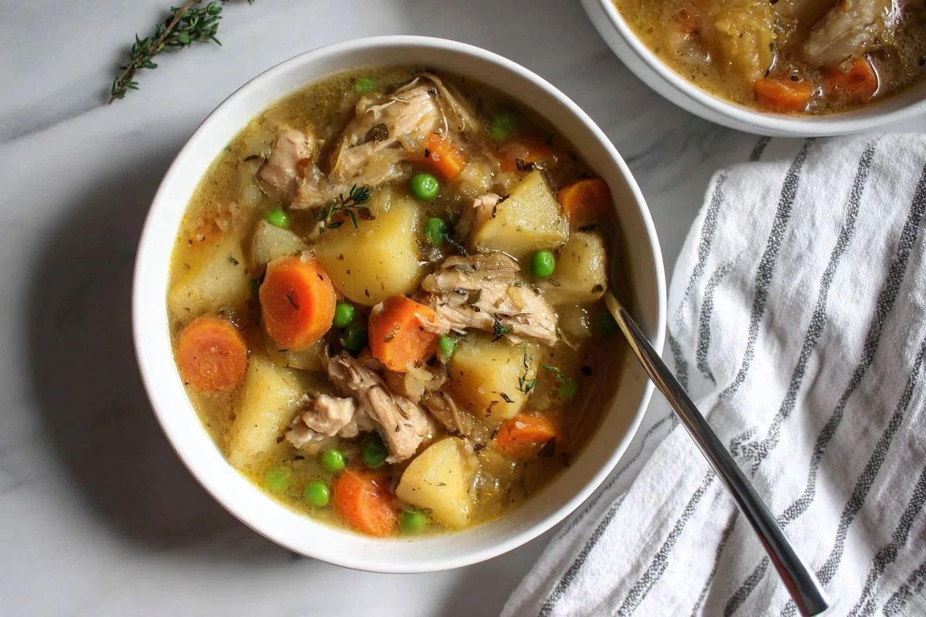 Delicious slow cooker chicken stew with vegetables and herbs