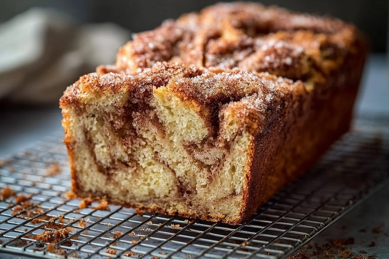 Freshly baked apple bread with cinnamon and apple chunks