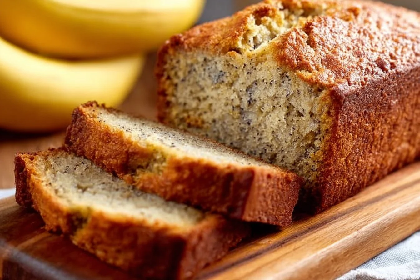 Delicious homemade banana bread made with two ripe bananas