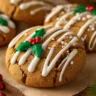 Delicious chewy maple cinnamon cookies with white chocolate on a plate.