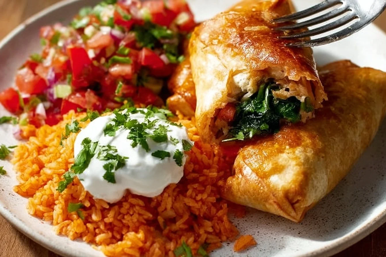 Delicious Chicken Chimichangas filled with seasoned chicken and wrapped in crispy tortillas