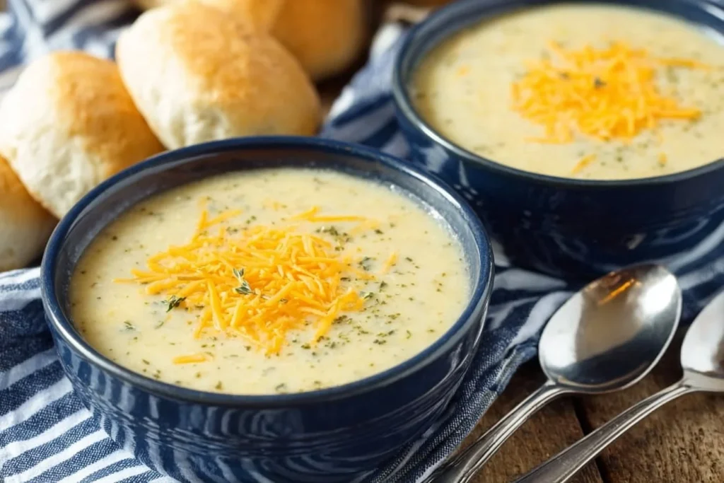 Creamy Zucchini Soup in a bowl topped with fresh herbs.