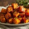 Crispy air fryer sweet potatoes ready to be served