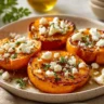 Easy baked sweet potato topped with feta cheese