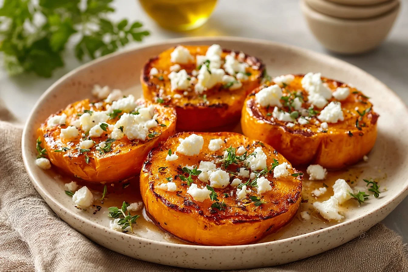 Easy baked sweet potato topped with feta cheese
