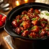 Delicious Easy Crockpot General Tso's Chicken served with rice