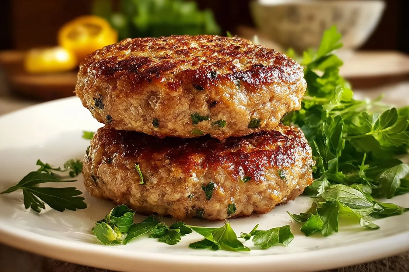 Juicy Ground Turkey Burger served on a plate with fresh toppings