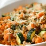 Delicious Ground Turkey Sweet Potato Bake served in a dish