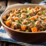 Ground turkey sweet potato bake fresh out of the oven