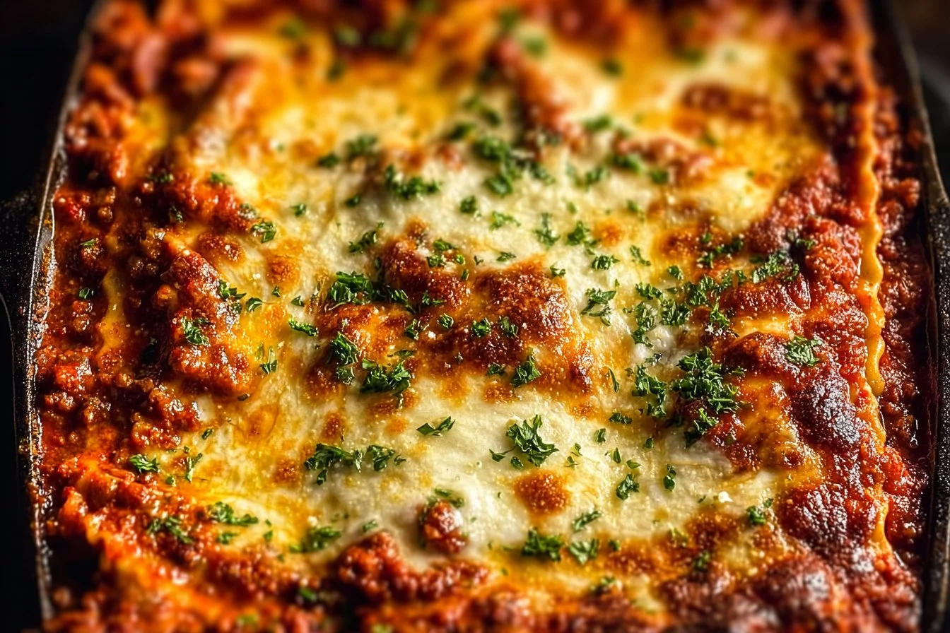 Delicious Million Dollar Lasagna with rich layers of cheese and sauce