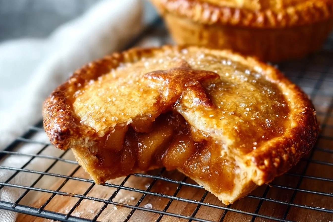 Delicious mini apple pies arranged on a plate, ready to be enjoyed.