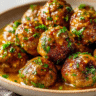 Delicious Keto Garlic Butter Meatballs served on a plate