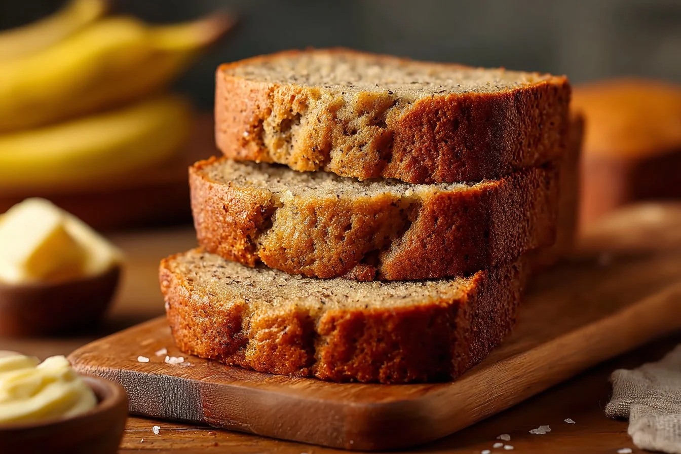 Deliciously baked old fashioned banana bread loaf