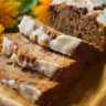Rustic Tuscan banana bread with chocolate, hazelnuts, and espresso slices on a wooden board
