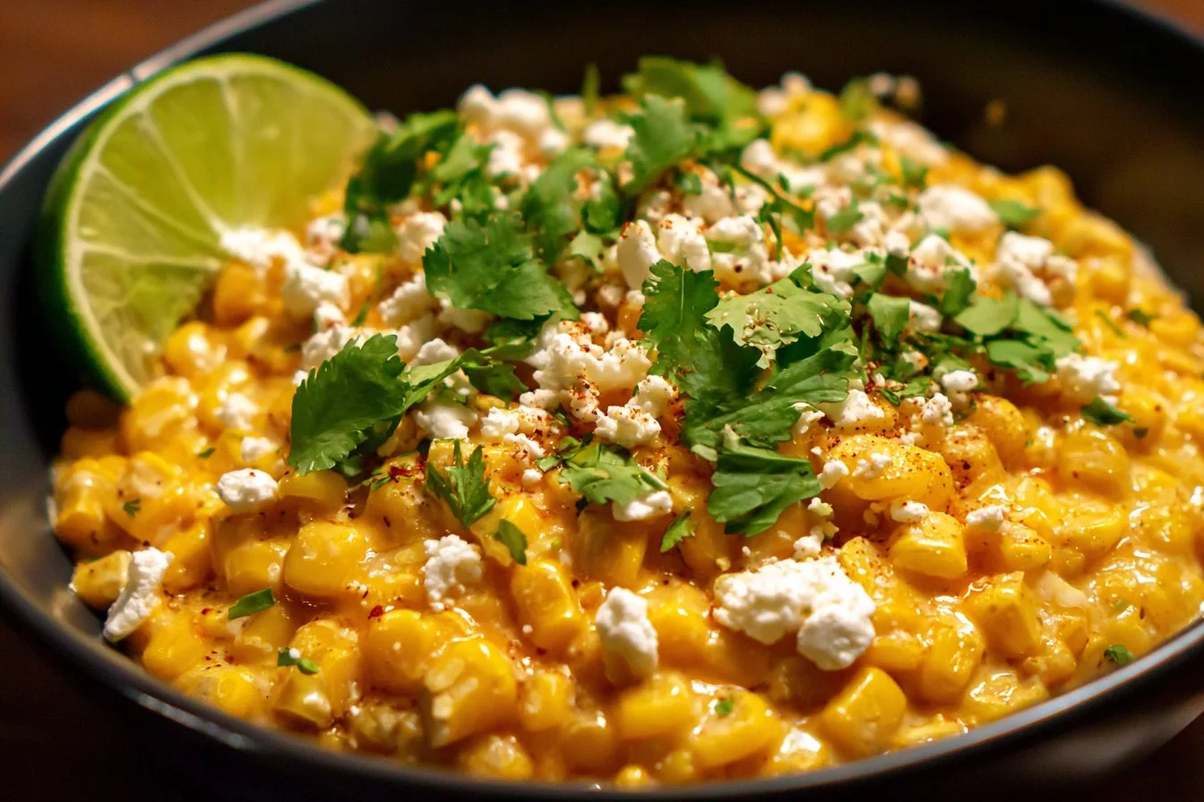 Slow Cooker Street Corn Chicken served with fresh ingredients