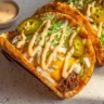 Smash Burger Tacos with juicy beef patties and fresh toppings in a tortilla