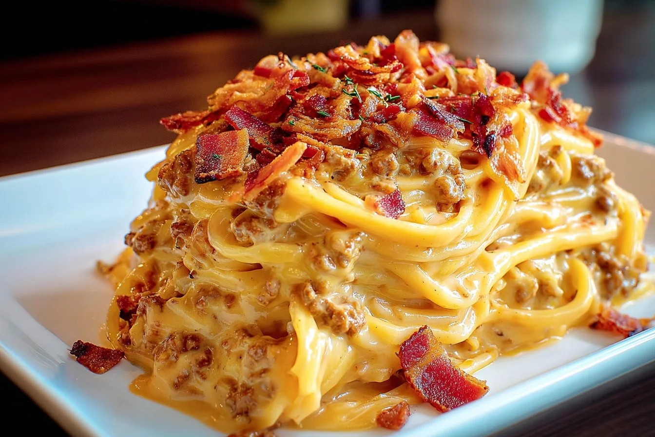 Spicy Southern Cheesy Chicken Spaghetti Casserole served in a dish