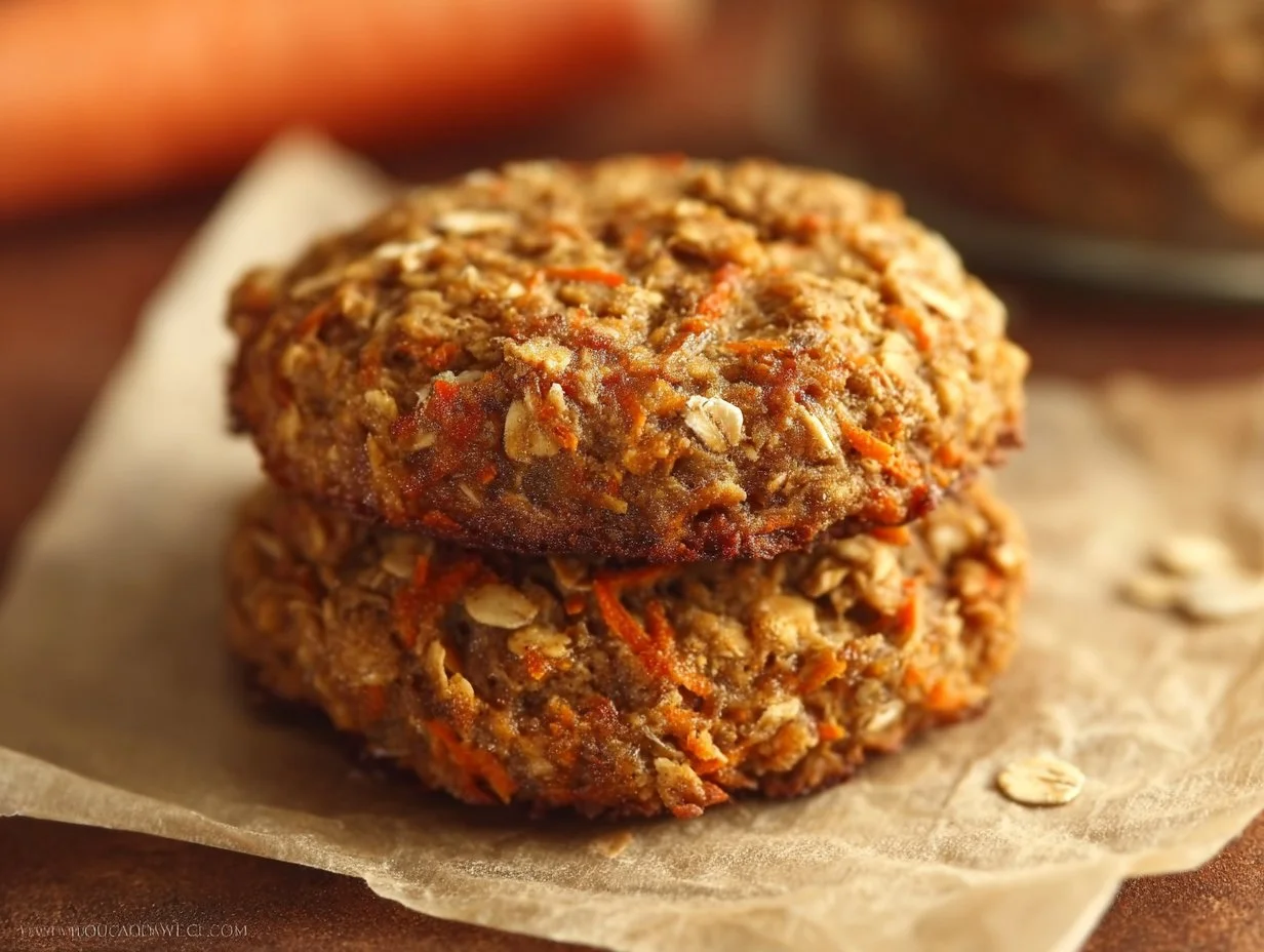 Healthy carrot cake oatmeal cookies on a plate